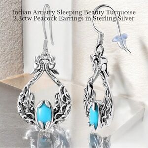 ‼️RARE‼️Sleeping Beauty Turquoise 2.30ctw Peacock Sterling Silver Earrings